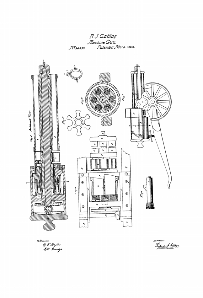 Revolving Battery Guns - custom framed artwork