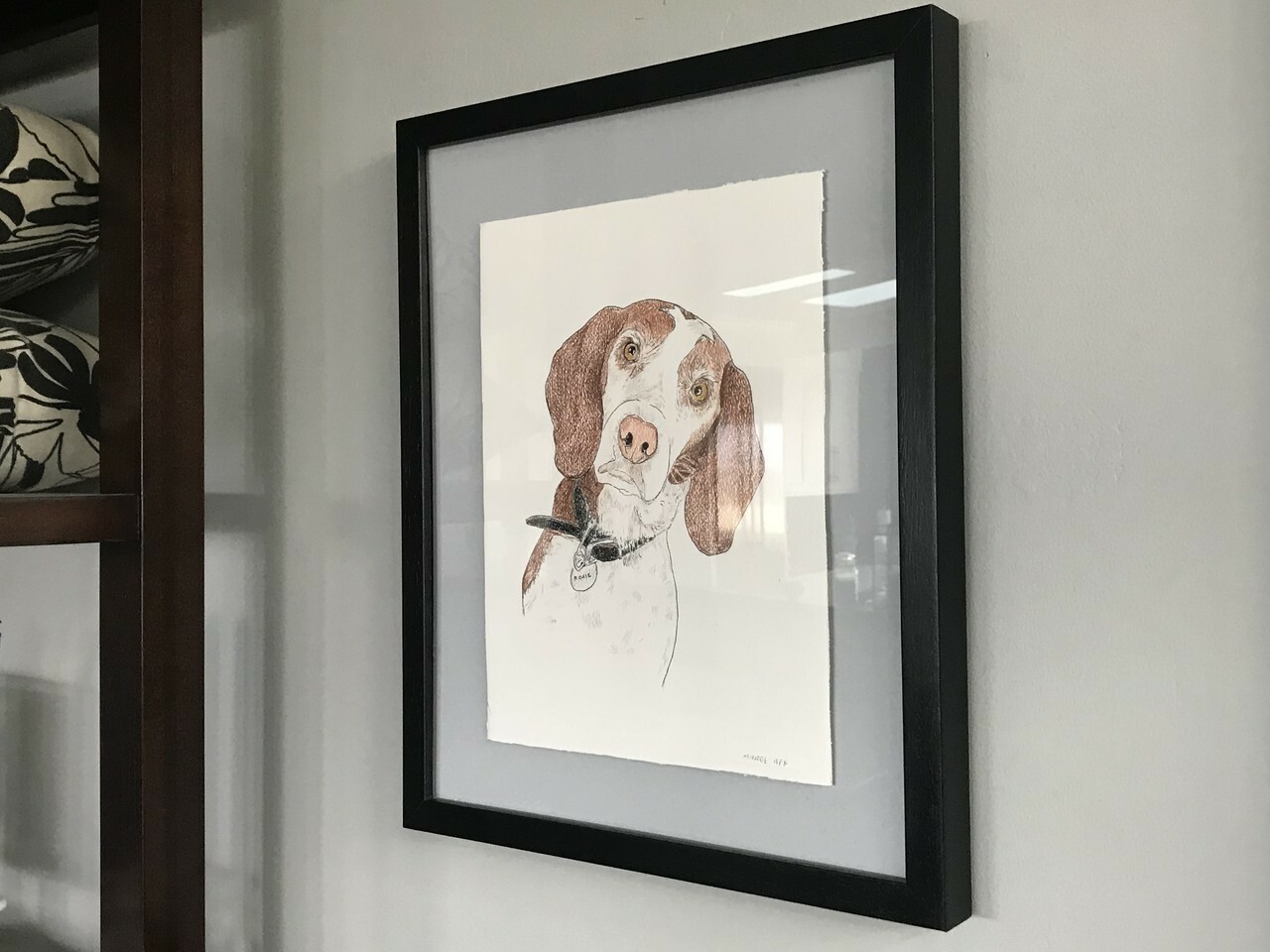 Custom framed pet portrait