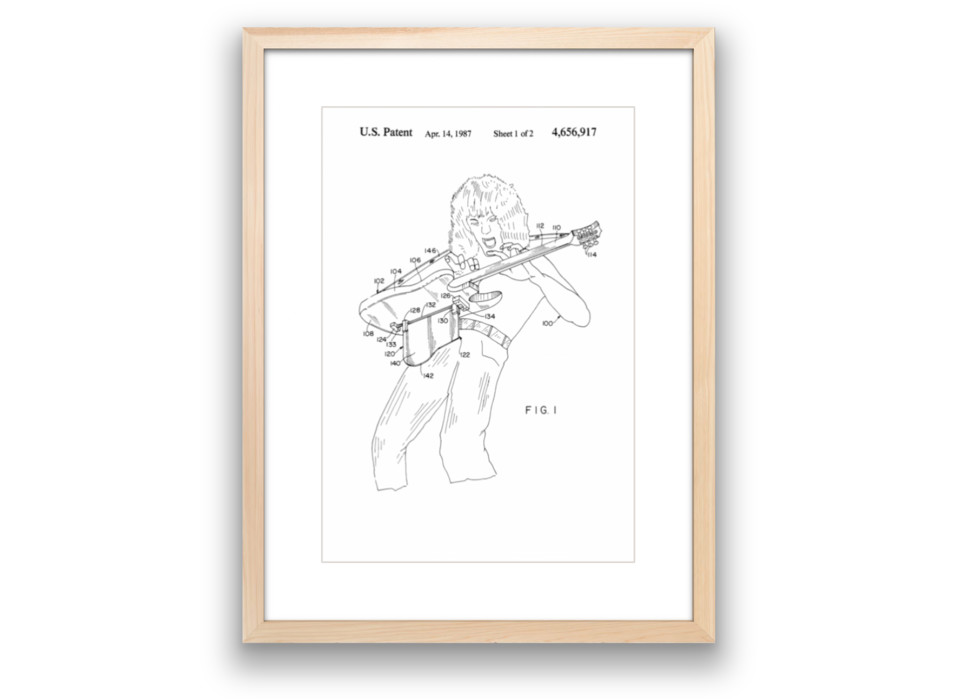 Eddie Van Halen Guitar Patent Custom Framed