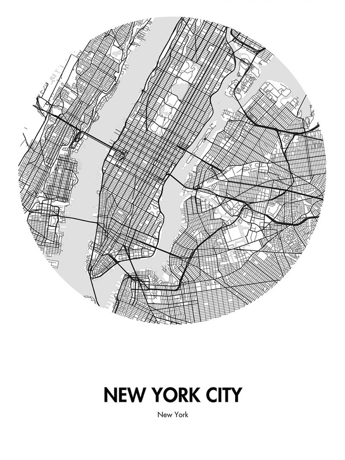 NEW YORK CITY MAP POSTER - custom framed artwork