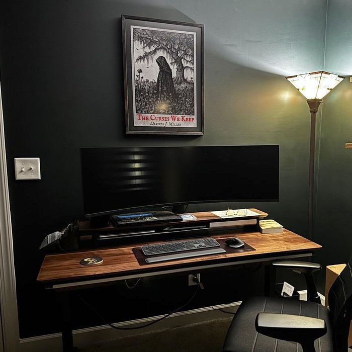 Verified review from Dakota: "I am currently finishing up my first book and was so pleased with the cover I wanted to mount it in my office as a reminder of my accomplishment. Level Frames did not disappoint! As you can see, my picture is clear and as gothic as my office. It was super easy to play with different frames, styles, and color combinations. My only regret is that I haven’t written another book so I can purchase another frame from them. Moving forward I will definitely use and recommend this company!"