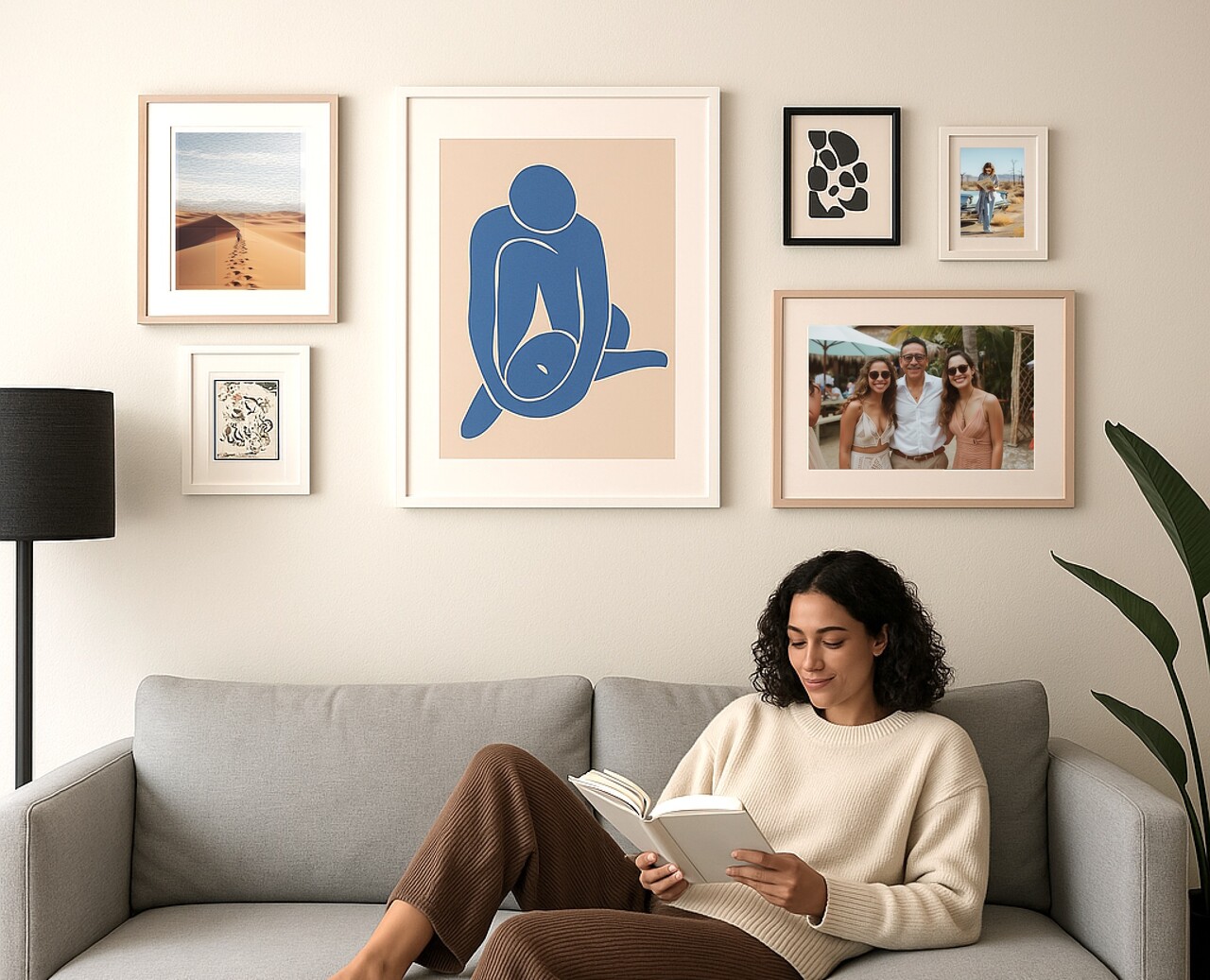 Organic gallery wall of framed photos from Level Frames