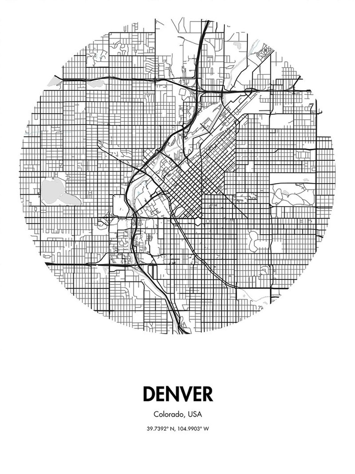 DENVER MAP POSTER - custom framed artwork
