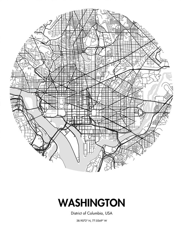 WASHINGTON DC MAP POSTER - custom framed artwork