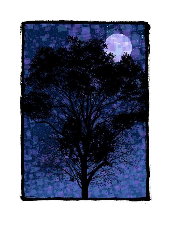 Paper Moon - custom framed artwork