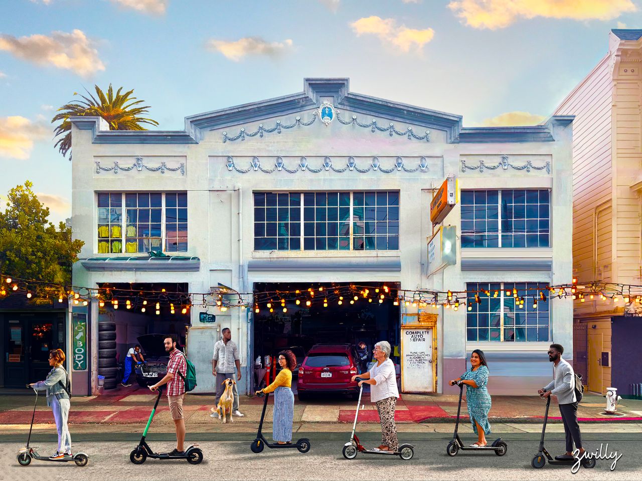 Scoot'n along - custom framed artwork