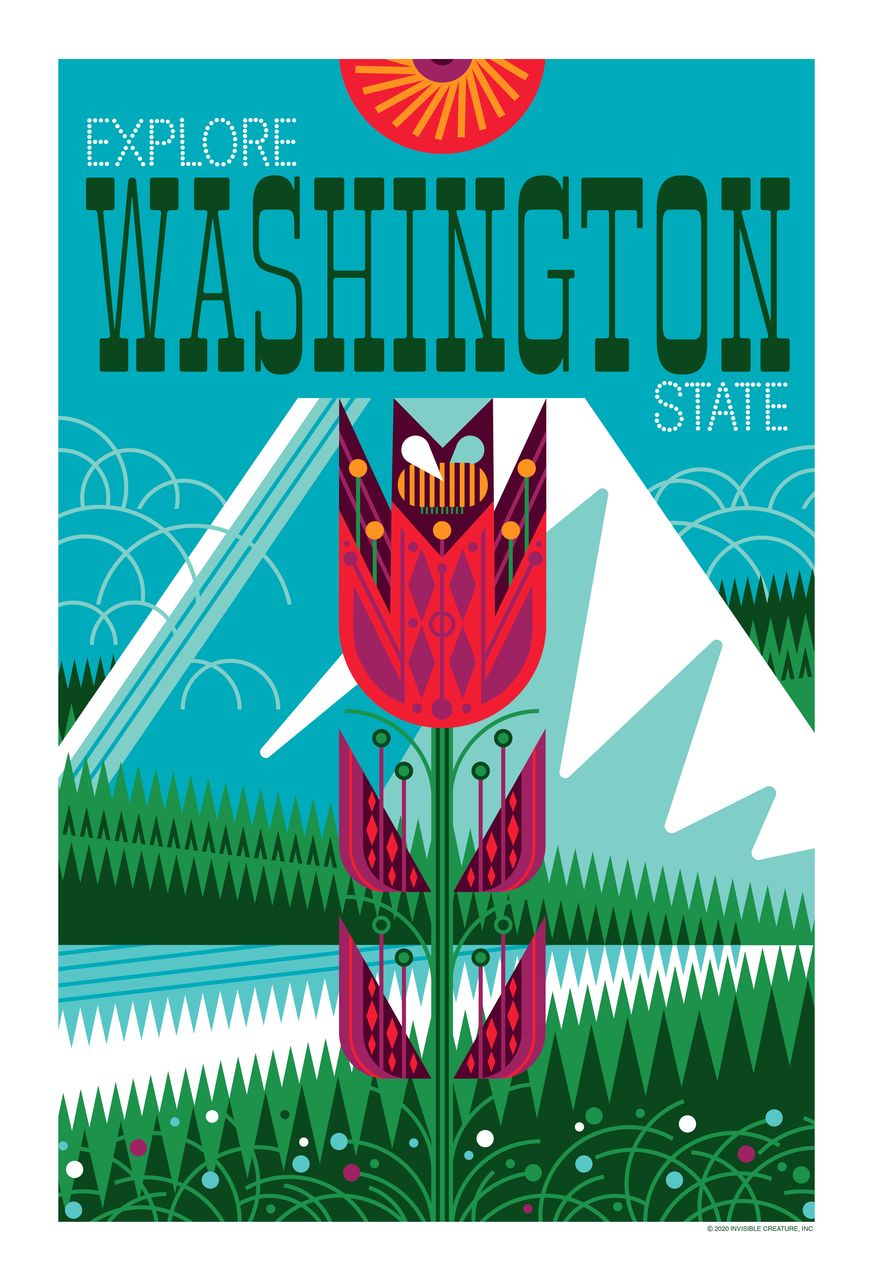 Explore Washington: Mt. Rainier - custom framed artwork