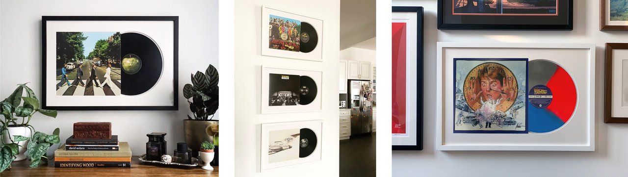 Framed vinyl records as unique wall decor