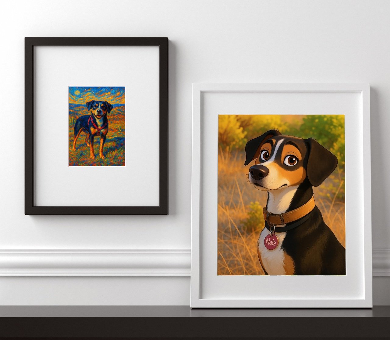 framed pet portraits