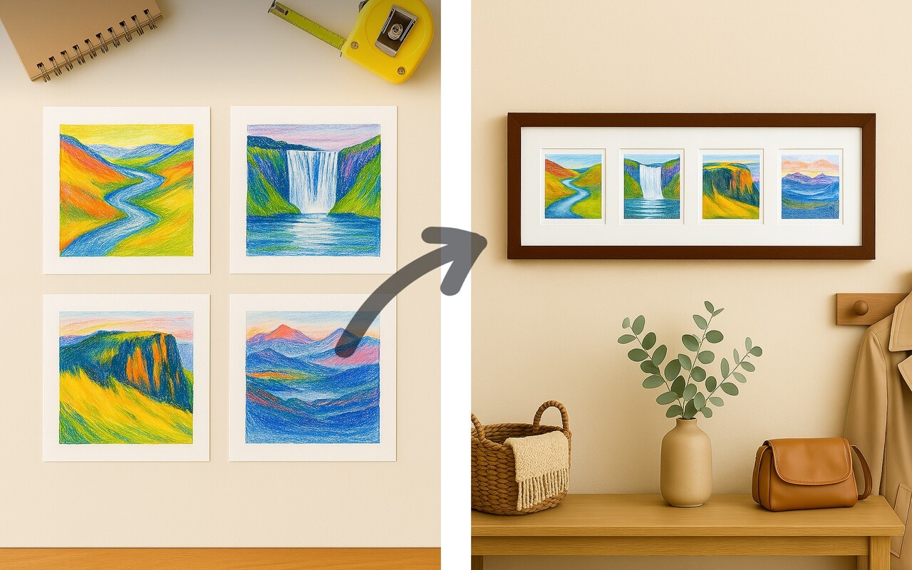 Frame multiple items in the same collage frame