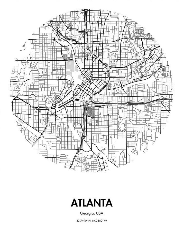 ATLANTA MAP POSTER - custom framed artwork