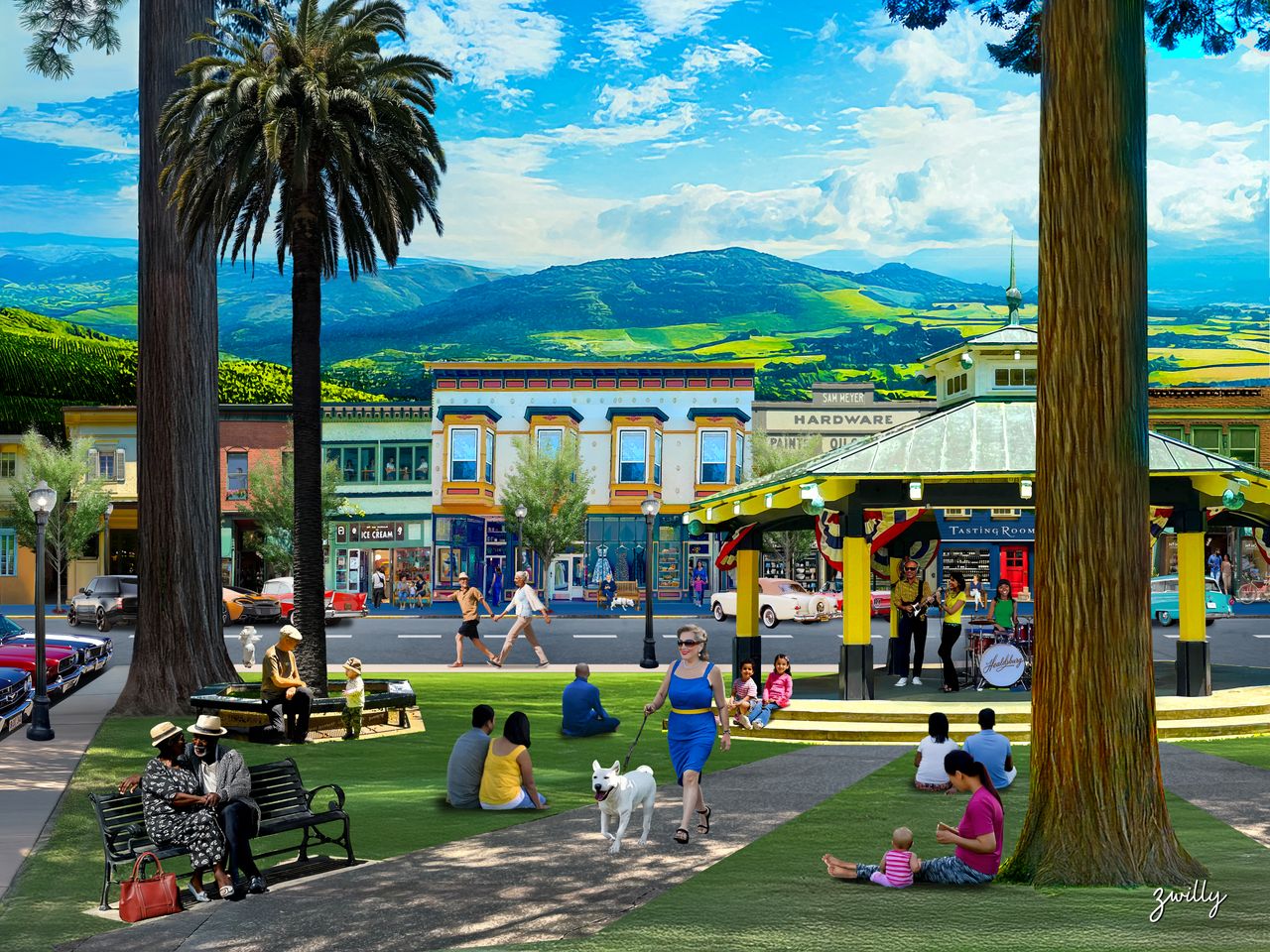 Healdsburg - custom framed artwork