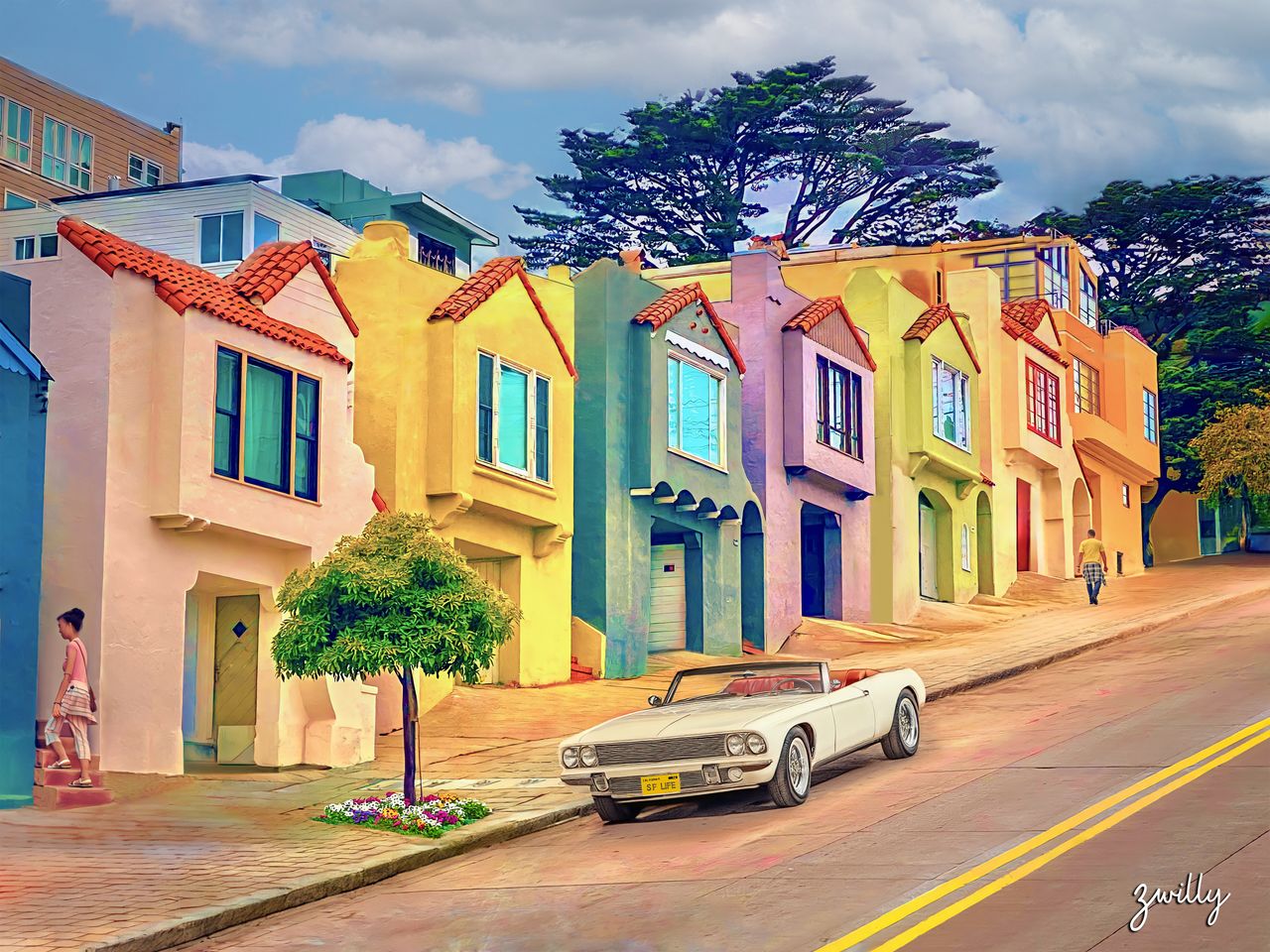 Noe Valley Line-up - custom framed artwork