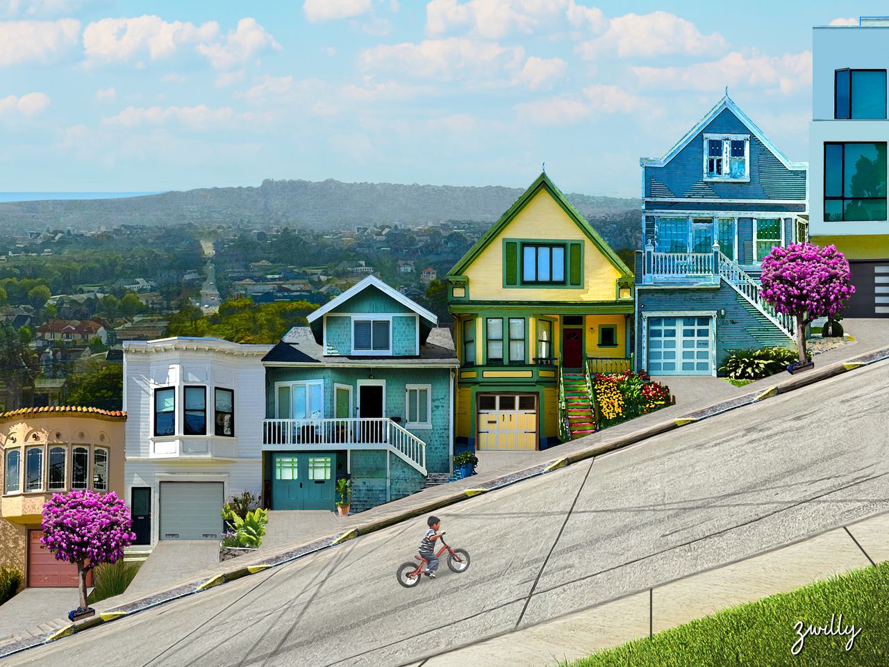 The Hill - custom framed artwork