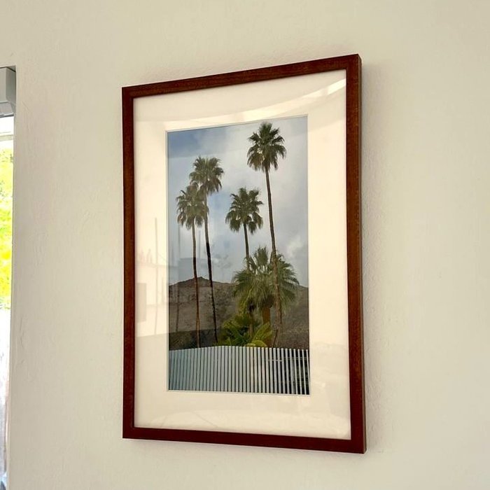 Verfied review from Iian: "I found Level frames through chatgpt, and had no prior experience with them. I found their interface incredibly easy to use, the options plentiful, and was very happy with the checkout process. When the prints arrived - the quality of packing, frame material, and workmanship blew my mind. It truly feels like a gallery quality / archival frame. I will be ordering more! The only thing I didn't love was that the mat color was not super accurately reflected in the builder. Photo attached is a pic taken on an iphone 14 in Palm Springs on vacation."