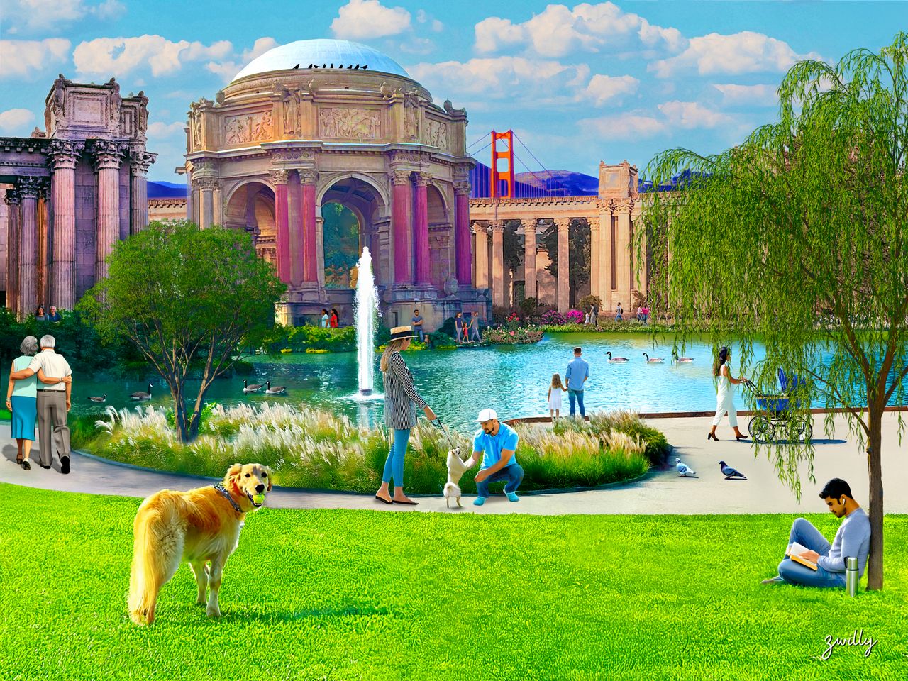 A day at The Palace - custom framed artwork