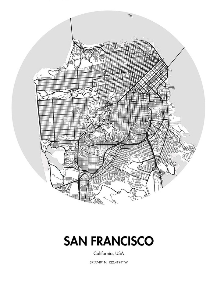 SAN FRANCISCO MAP POSTER - custom framed artwork